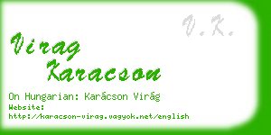 virag karacson business card