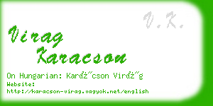 virag karacson business card